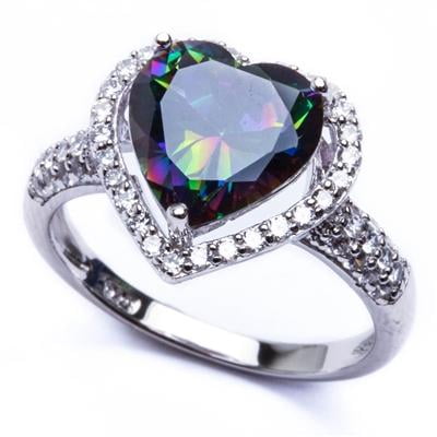 CloseoutWarehouse Prong Set Cubic Zirconia Halo Heart Ring Sterling Silver CloseoutWarehouse Prong Set Cubic Zirconia Halo Heart Ring Sterling Silver